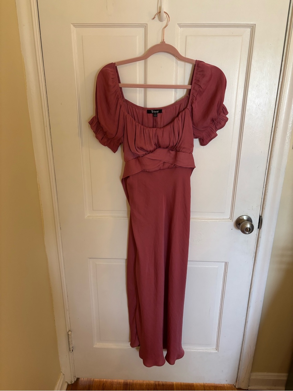 Trixxi by Francesca’s Boutique Dusty Rose Puff-Sleeve Maxi Dress